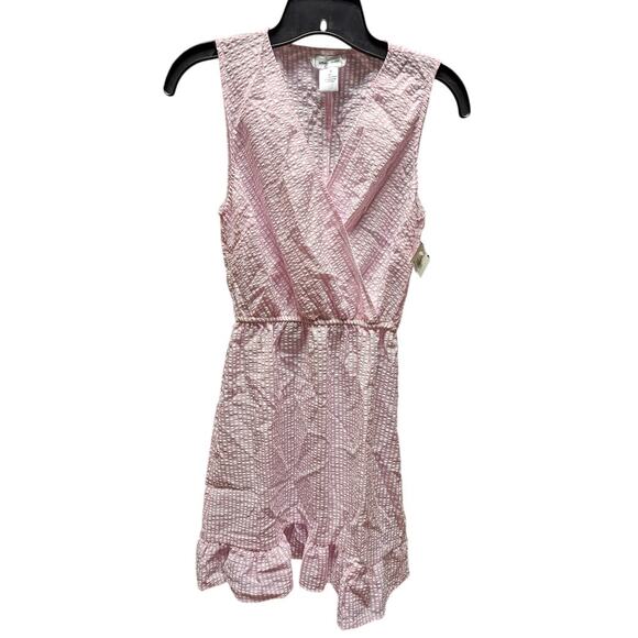 Love Ady Vneck Small Pink white Seersucker sleeveless short dress elastic waist - Picture 1 of 5